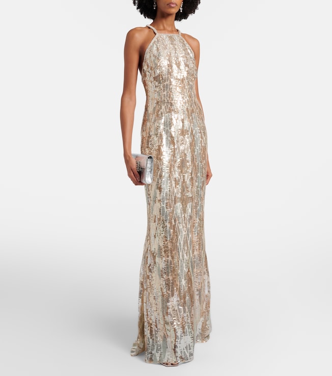 Elie Saab Sequined silk-blend gown