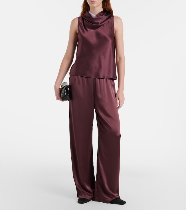 LESET Barb draped satin top