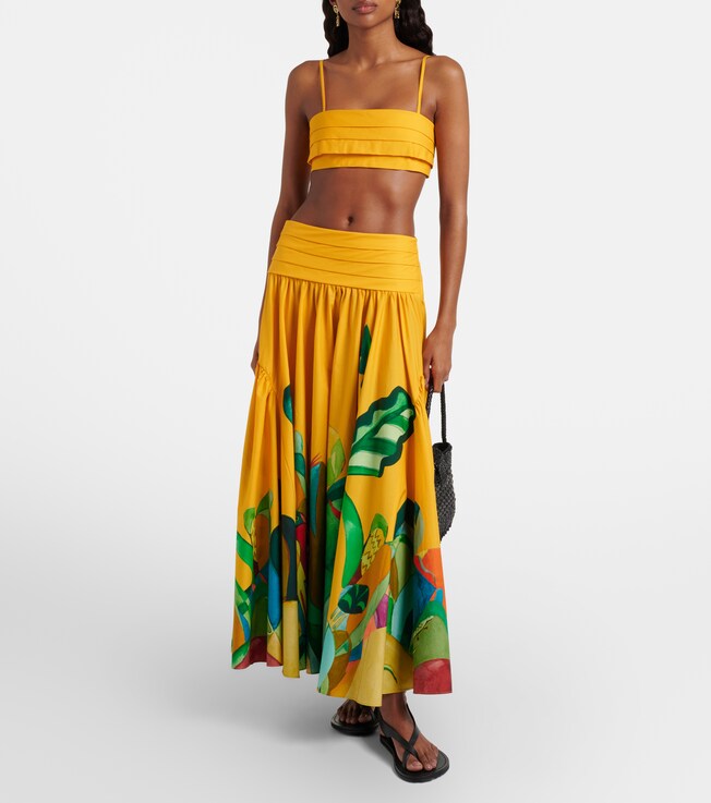 Alémais Mokshini printed cotton poplin maxi skirt
