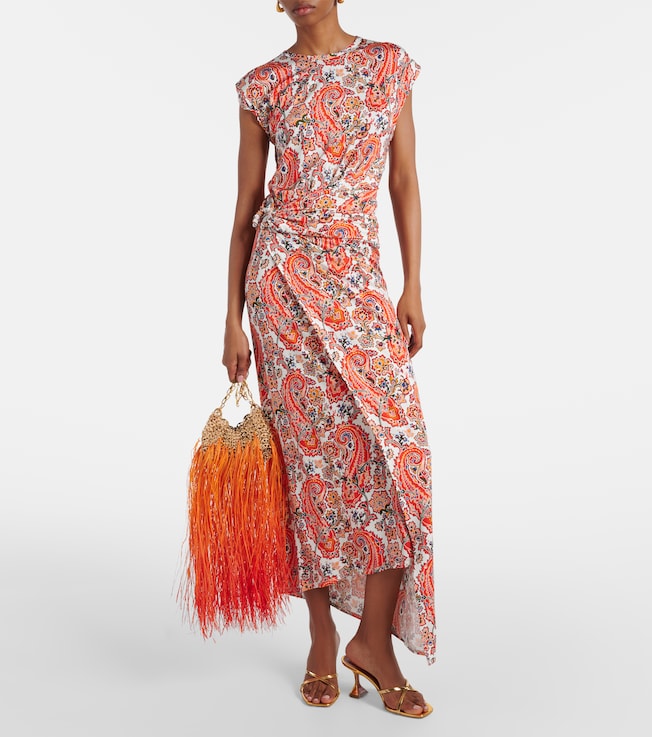 Rabanne Gathered paisley jersey midi dress