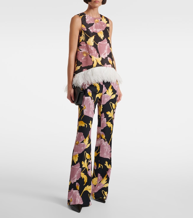 La DoubleJ La Scala feather-trimmed asymmetrical top