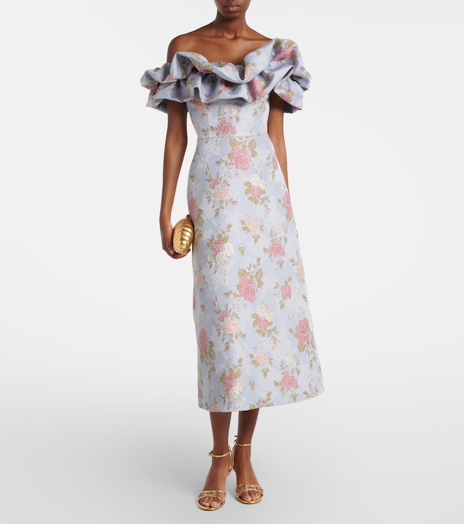 Markarian Floral lamé brocade midi dress