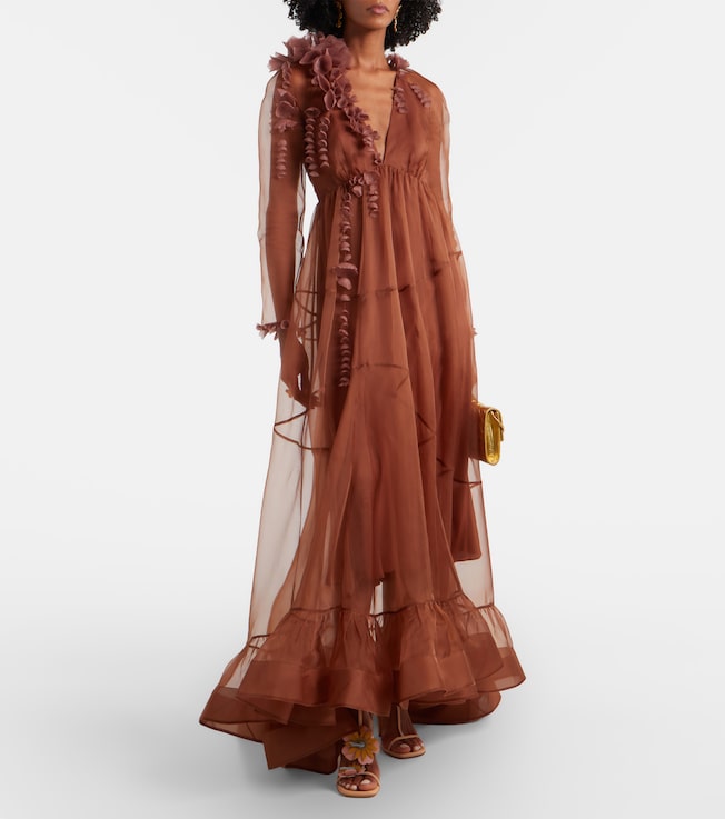 Zimmermann Como floral-appliqué silk maxi dress