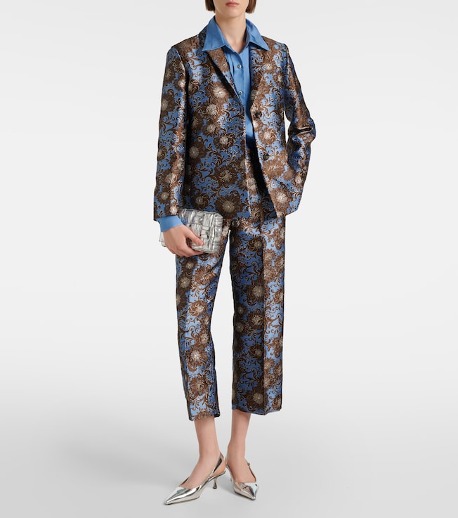 S Max Mara Elio floral jacquard straight pants