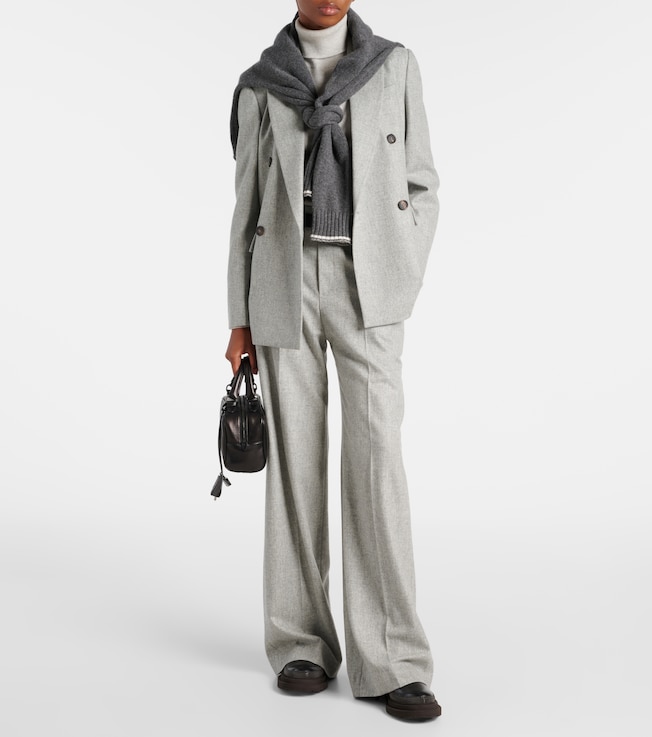Brunello Cucinelli Wool and cashmere flannel wide-leg pants