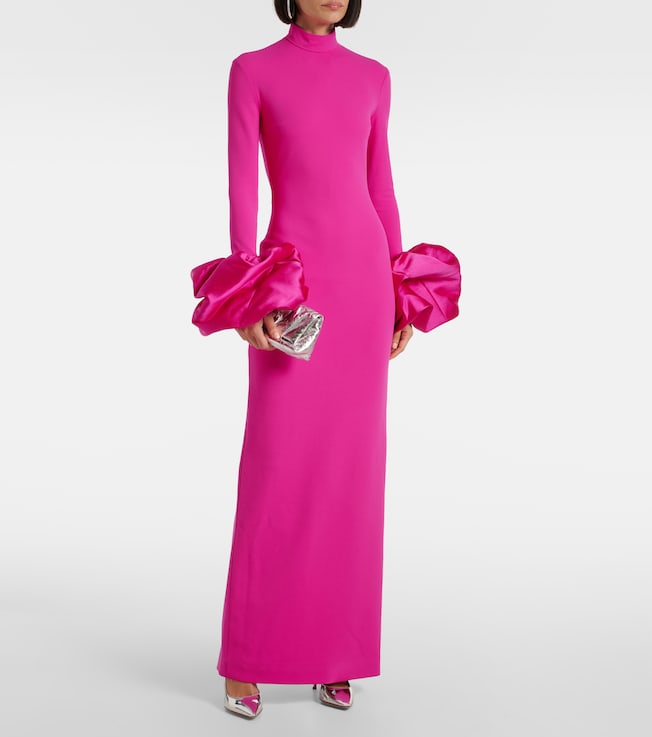 Solace London Viviana satin-trimmed crêpe gown