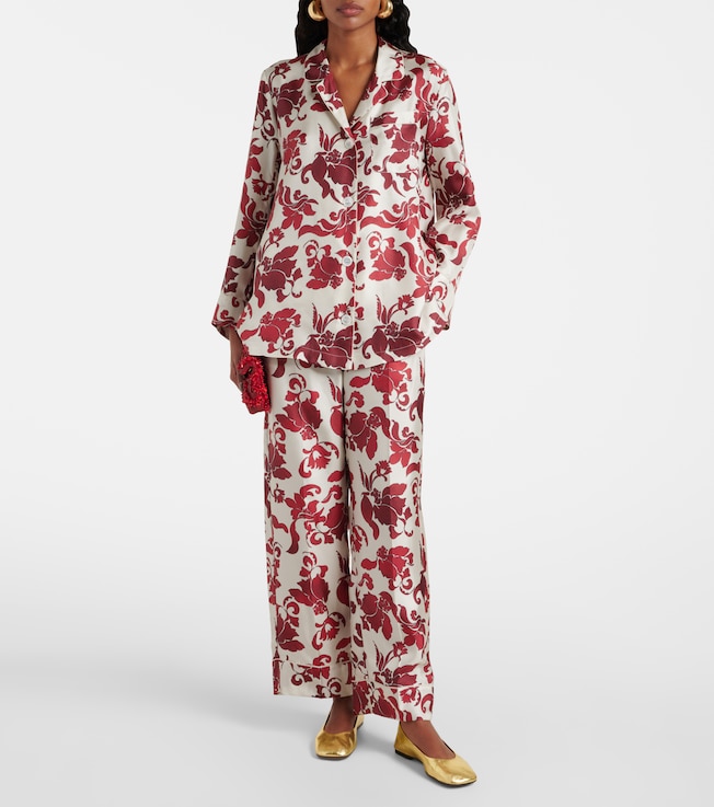 S Max Mara Leda printed silk wide-leg pants