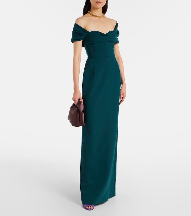 Carolina Herrera Floral off-shoulder crêpe gown