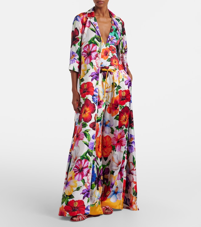 Dolce&Gabbana Floral belted silk satin maxi dress