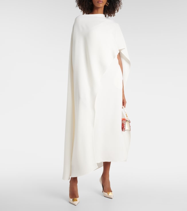 Valentino Caped asymmetric silk midi dress