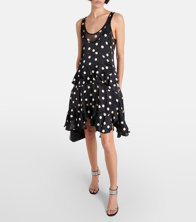 Stella McCartney Polka-dot tiered silk-trimmed midi dress