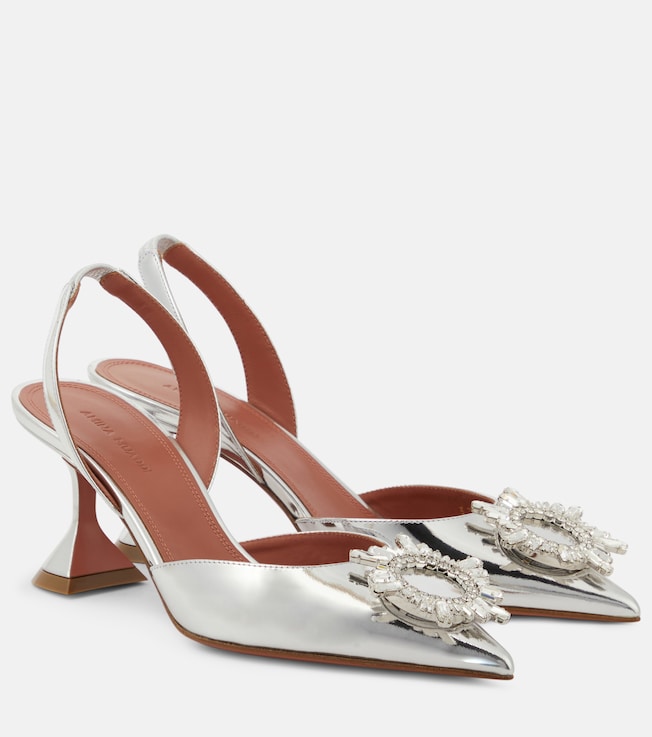 AMINA MUADDI Begum 70 mirrored leather slingback pumps