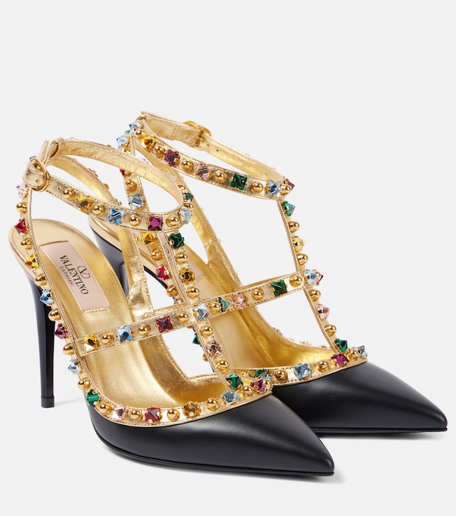 Valentino Garavani Rockstud leather slingback pumps