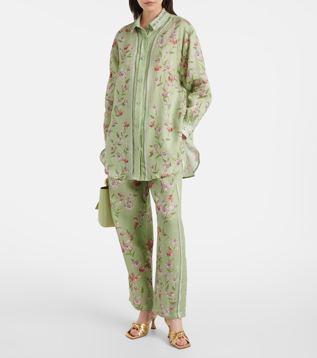 Agua by Agua Bendita Florecer Honeysuckle linen wide-leg pants