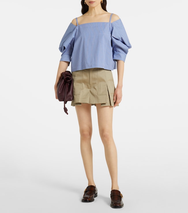 Sacai Striped cotton poplin top