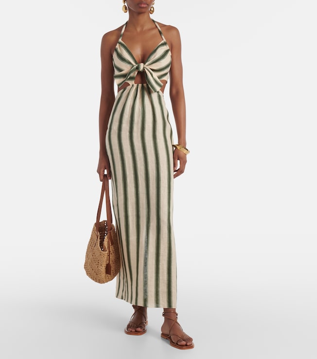 Johanna Ortiz Los Siete Mares striped cutout midi dress