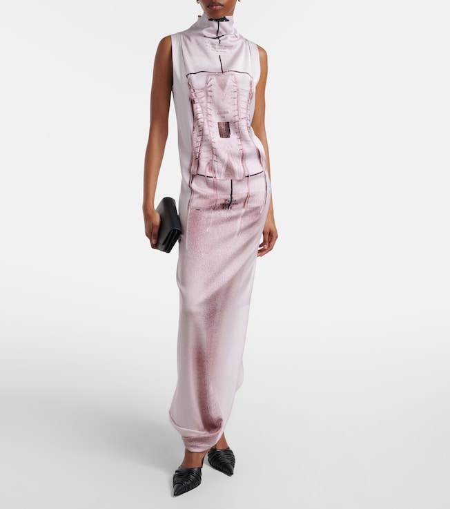Jean Paul Gaultier Trompe l'œil draped satin maxi dress