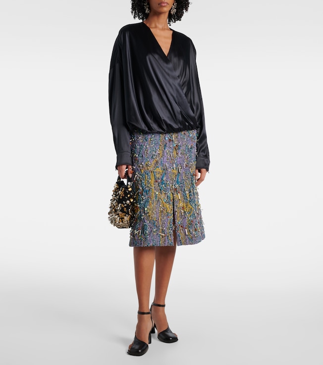 Dries Van Noten Silk-blend satin blouse