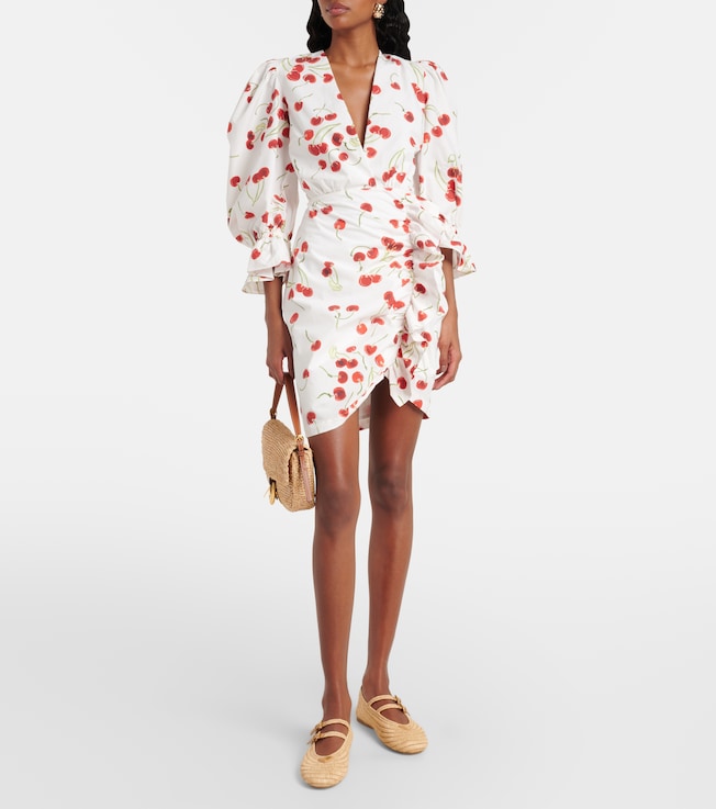 Adriana Degreas Puff-sleeve cotton-blend minidress