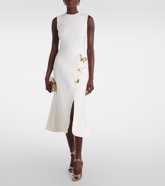 Oscar de la Renta Embellished wool-blend cocktail dress