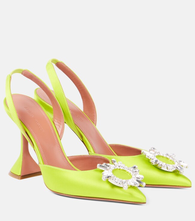 AMINA MUADDI Begum 95 satin slingback pumps