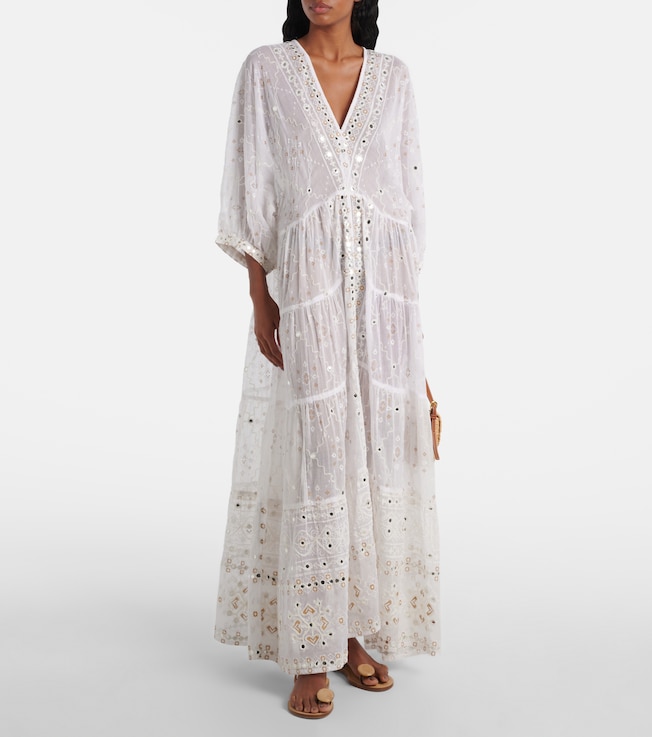 Juliet Dunn Embroidered cotton maxi dress