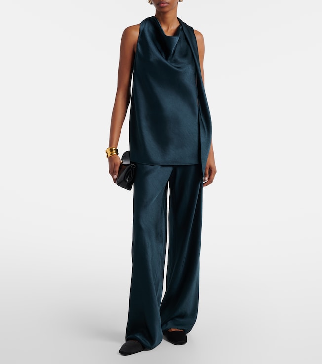 Vince High-rise satin wide-leg pants