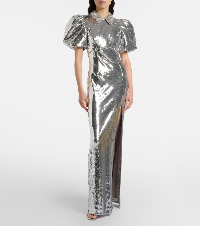 Rebecca Vallance Olympia sequined puff-sleeve gown