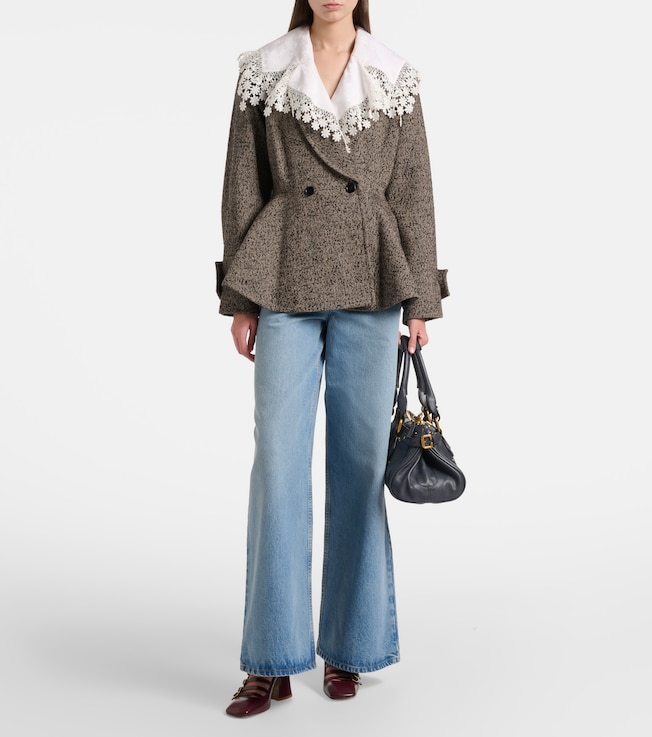 Chloé Herringbone peplum wool-blend coat