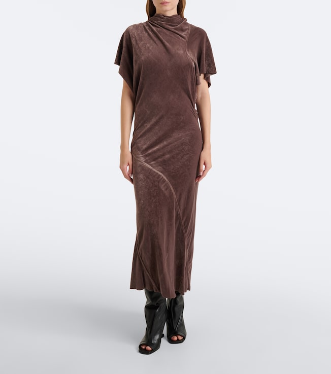 Rick Owens Seb draped velvet midi dress