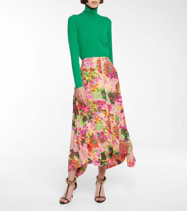 Stella McCartney Naya floral silk midi skirt