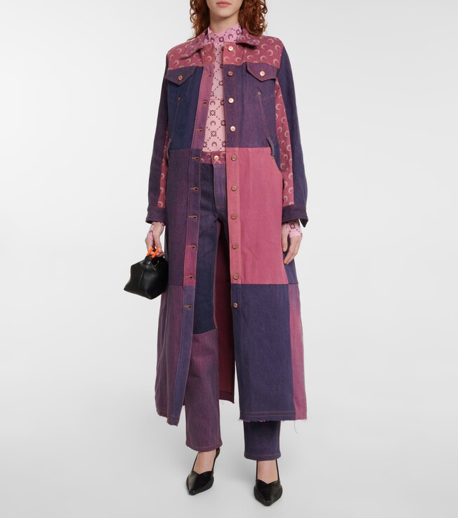 Marine Serre Colorblocked denim coat