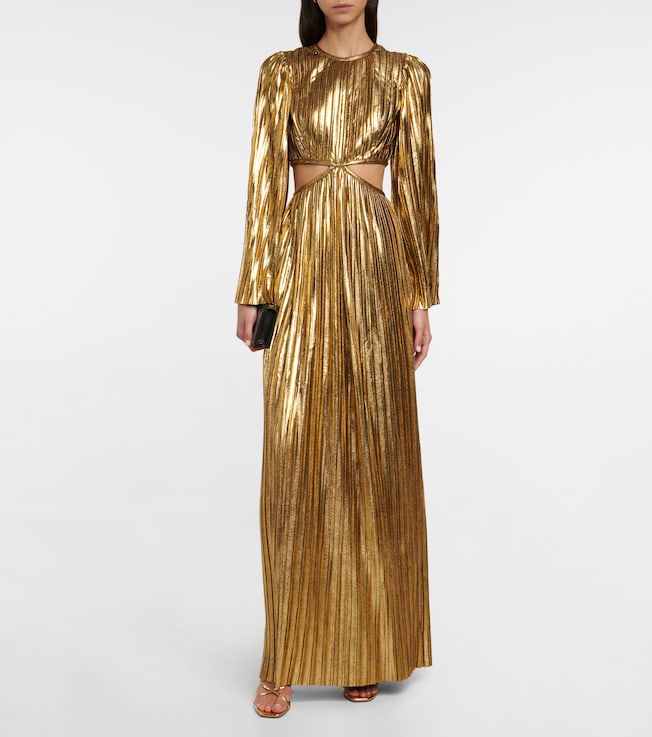 Rasario Pleated lamé gown