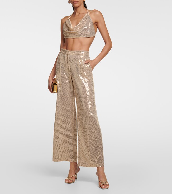 Dodo Bar Or Sequined high-rise wide-leg pants