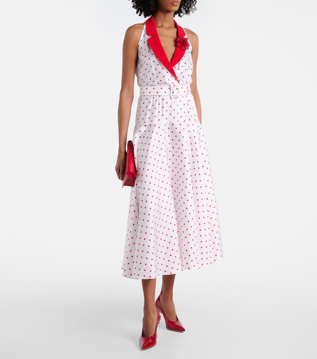 Rodarte Polka-dot belted silk twill midi dress