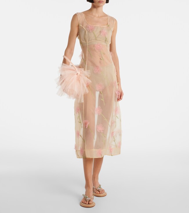 Simone Rocha Sculpted Carnation organza midi dress