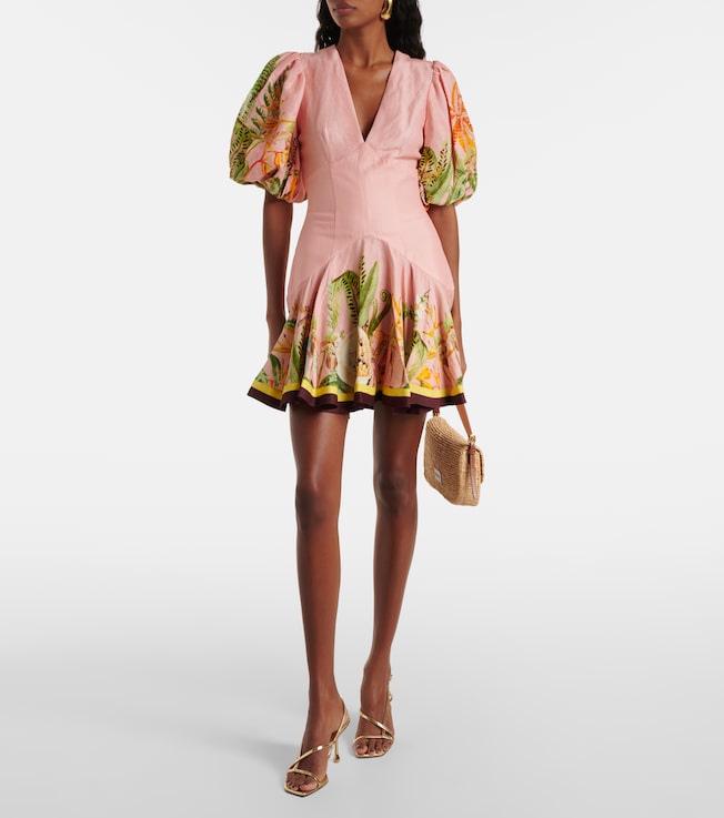 Alémais Papaya linen-blend minidress