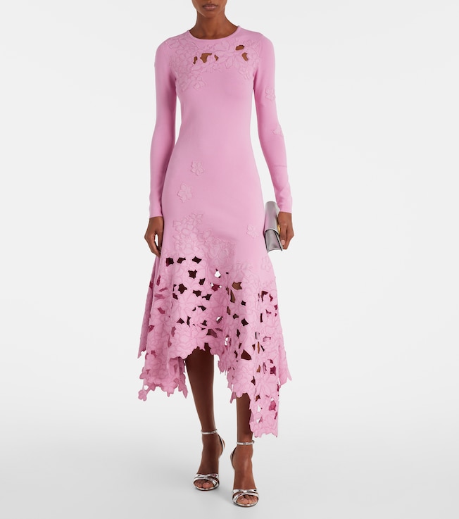 Oscar de la Renta Floral embroidered midi dress