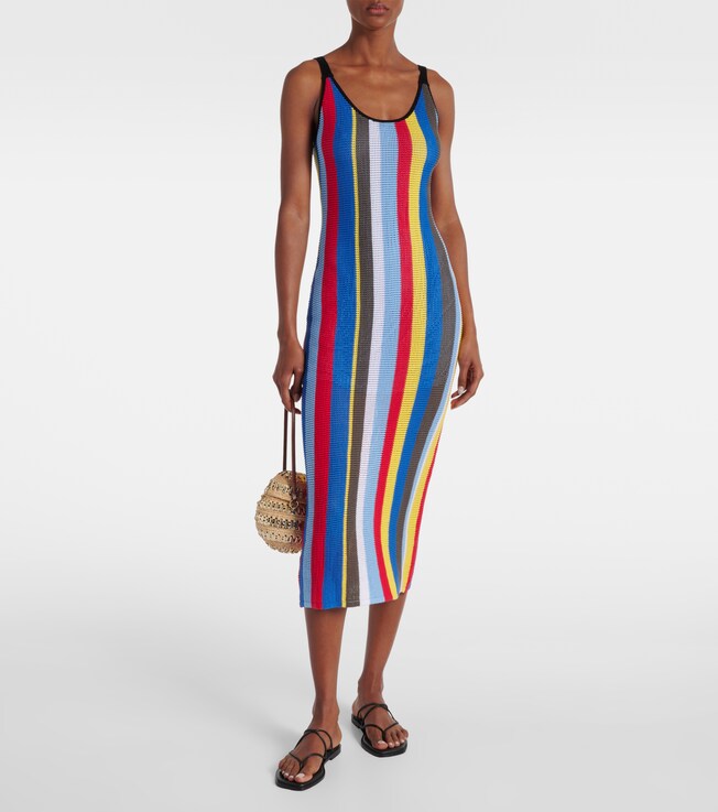 Staud Jessica striped crochet midi dress