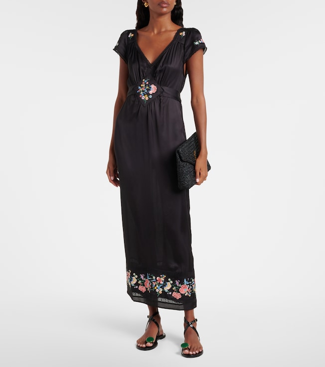 RIXO Carey floral satin maxi dress
