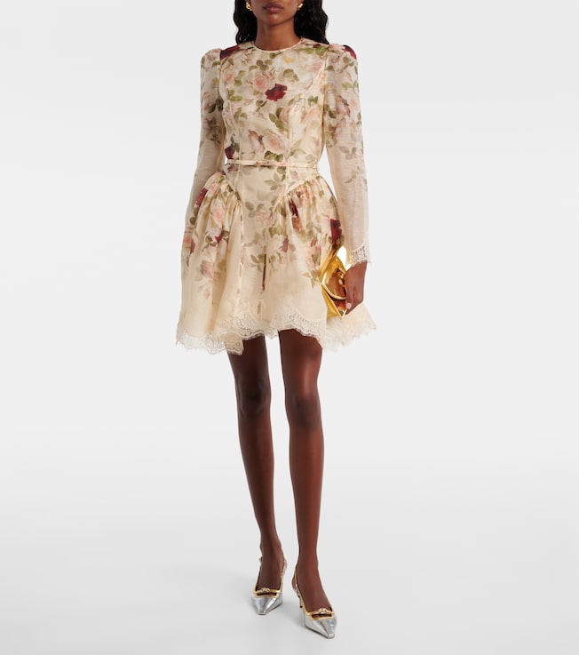 Zimmermann Hypnotic floral linen and silk minidress