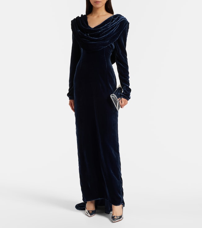 Rotate Ivette draped velvet gown
