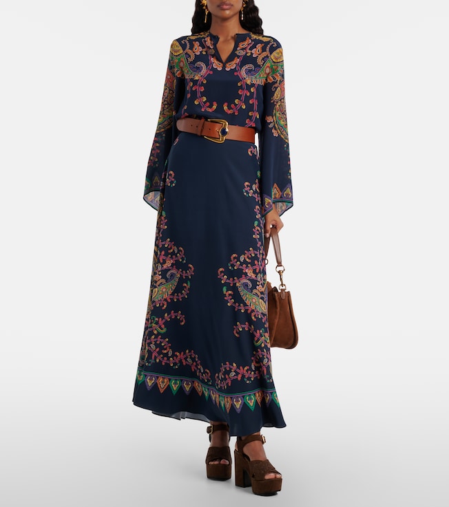 Etro Paisley printed silk maxi skirt