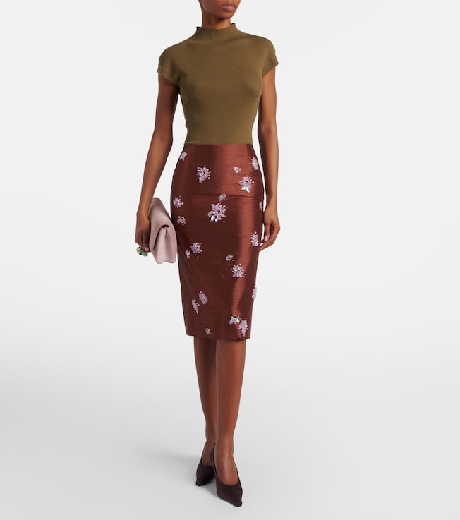 SHUSHU/TONG Embellished slip skirt