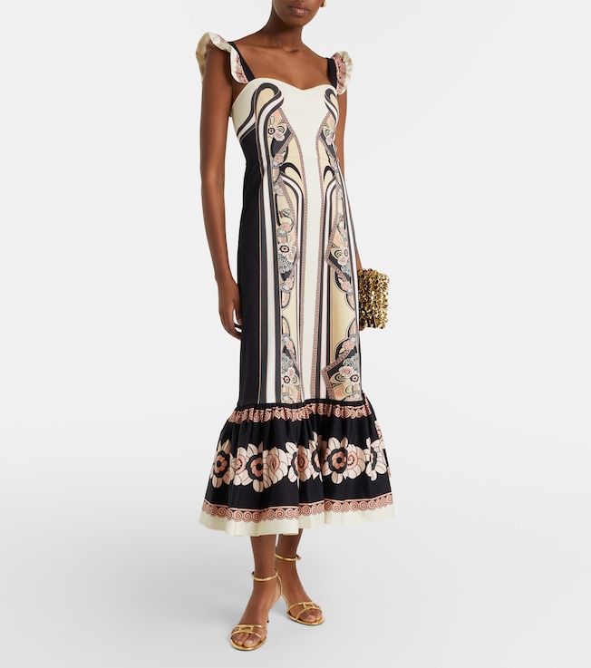 La DoubleJ Gingerbread printed cotton-blend midi dress