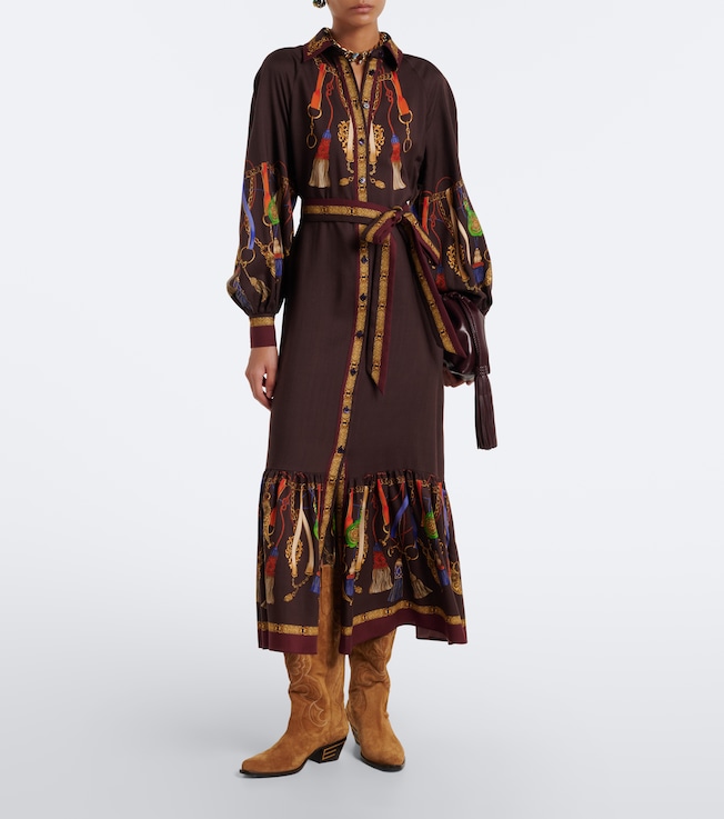 Etro Printed wool and silk twill shirt dress