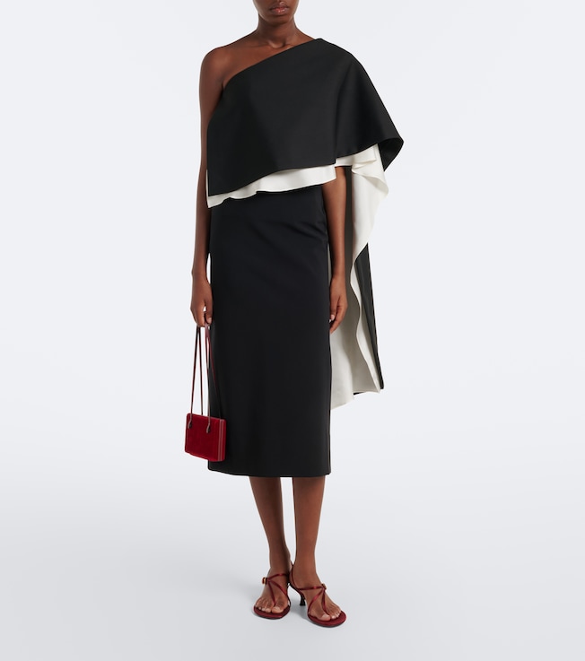Róhe One-shoulder caped wool-blend top