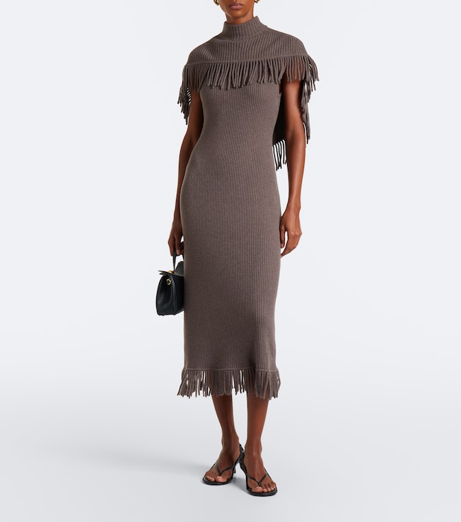 SIMKHAI Jordan caped wool and cashmere maxi dress