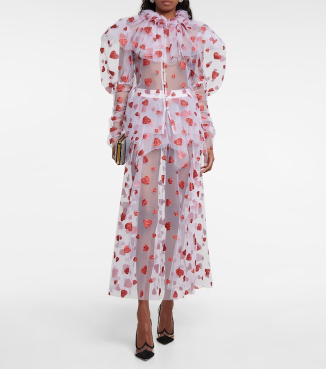 Rodarte Glittered tulle blouse