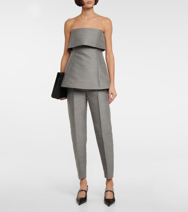 TOTEME Mid-rise straight cotton and wool-blend pants